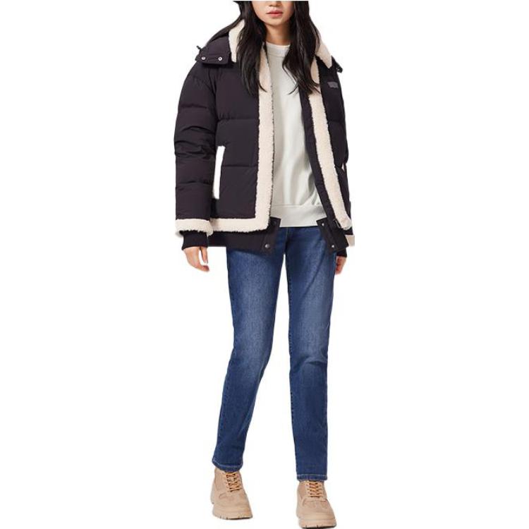 Levis FW22 Removable Hooded Long Sleeve Down Jacket Women Outerwear Black A5174-0001