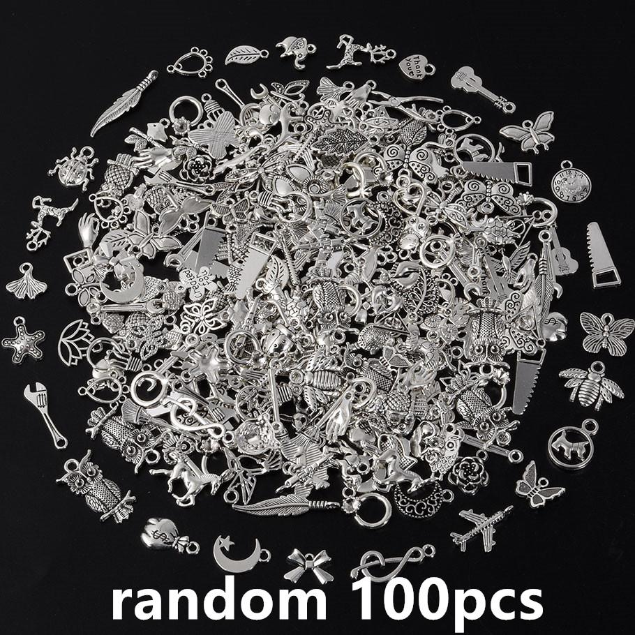 30/60/100 szt. Wielokolorowa Losowa Mieszanka Stop Metalowy Urocze Zawieszki Do Tworzenia Biżuterii Akcesoria Zwierzę Roślina Muszla DIY Bransoletki Wisiorek