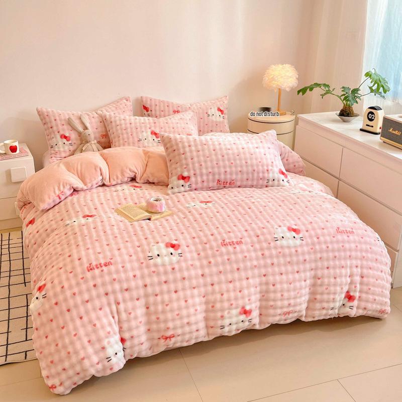 2025 Winter Fleece-Lined Velvet Bed Set: Thick Double-Sided Sheet & Duvet Cover, Dorm/Solo 3-Piece
