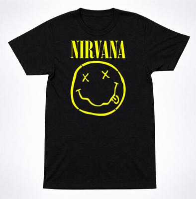 Koszulka z logo Nirvana Smiley Face Żółta Graficzna Grunge Rockowy Zespół Koszulka