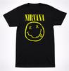 Nirvana Smiley Face Logo T-Shirt Gelb Grafik Grunge Rockband T-Shirt