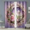 2PCS Purple Islamic Decorative Curtains, Light Luxury Style, Living Room and Bedroom, Drawbar Pocket Decoration