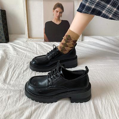 High -Heeled British Style Small Leather Shoes Women 'S Spring And Summer Retro French Thick -Soled Muffin Mary Jane Shoes Heightening Loafers