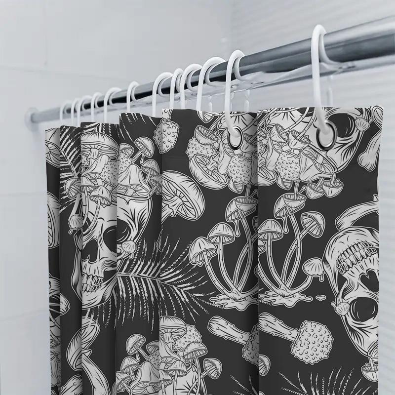 Unique black shower curtain with skull design Halloween decor for home bathroom