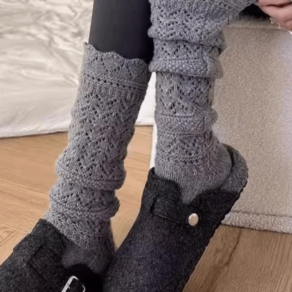 Mode Y2K Gestrickte Fußabdeckung Ausgeschnitten Süß JK Kniestrümpfe Warm Weich Lolita Stiefelüberzieher Mädchen