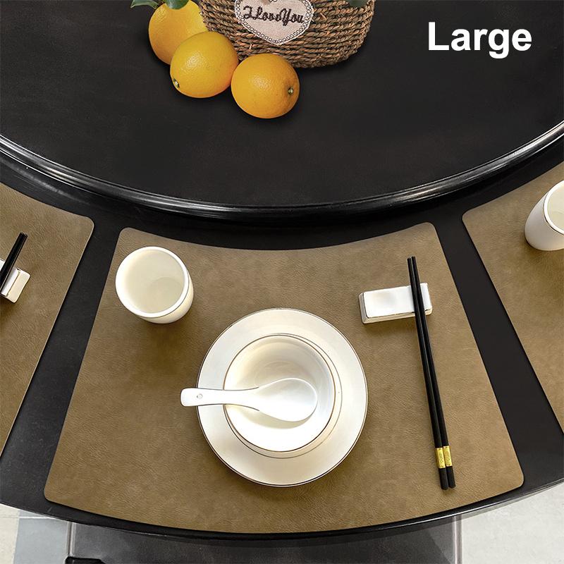 

1Pc S/L Double Sided Anti Slip PU Insulation Pad Table Mat Nordic Style Imitation Cowhide Pattern Fan Shape Leather Placemat Small