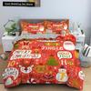 Red Christmas King Queen Duvet Cover Cartoon Santa Claus Bedding Set for Kid Boy Girl Happy Holiday 2/3pcs Polyester Quilt Cover