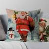Santa Claus Pillow Case Snowman Color Ball Christmas Wreath Linen Pillow