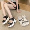 2025 Summer Women's Lightweight Velcro Wedge Sandals – Comfortable Thick-Soled, Flat Bottom Casual Beach Footwear for Students