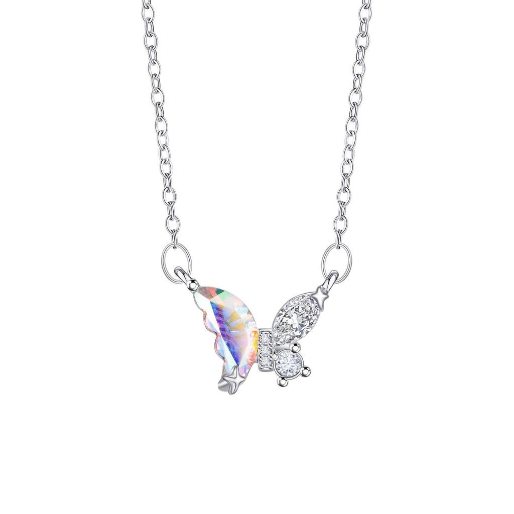 Iridescent Butterfly Necklace, Women's Stainless Steel Clavicle Chain, Light Luxury Jewelry