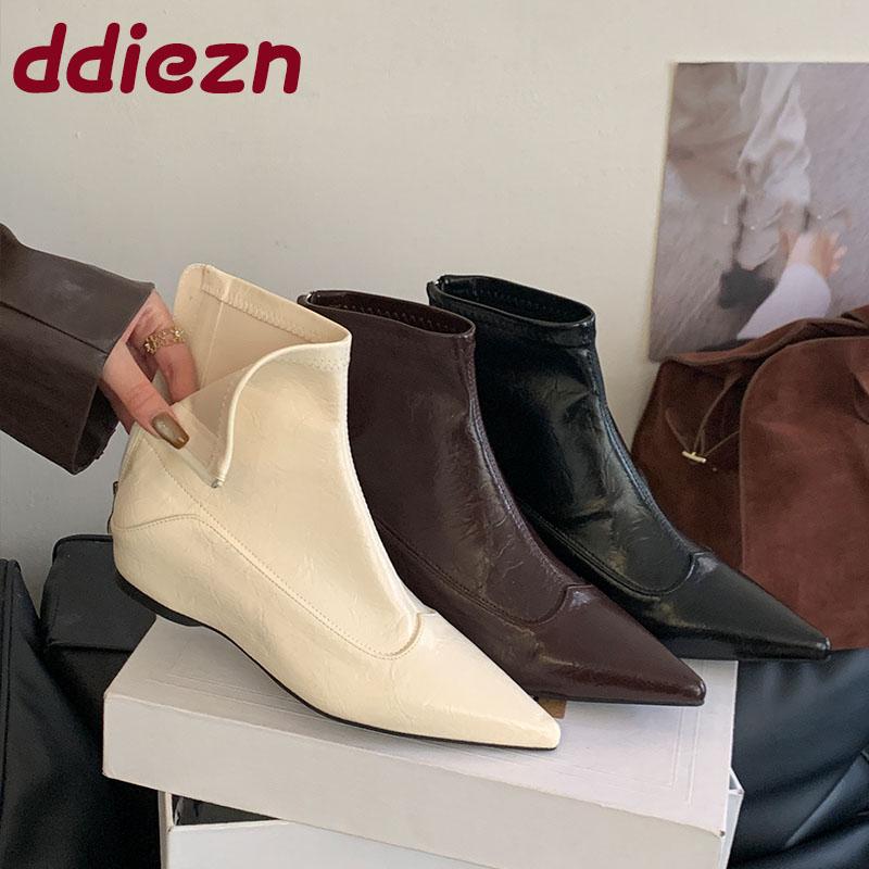 Fashion Fashion Shoes With Height Increasing Women Ankle Modern Boots Pointed Toe Ladies Stretch Short Boots Female Zippers Shoes Lady