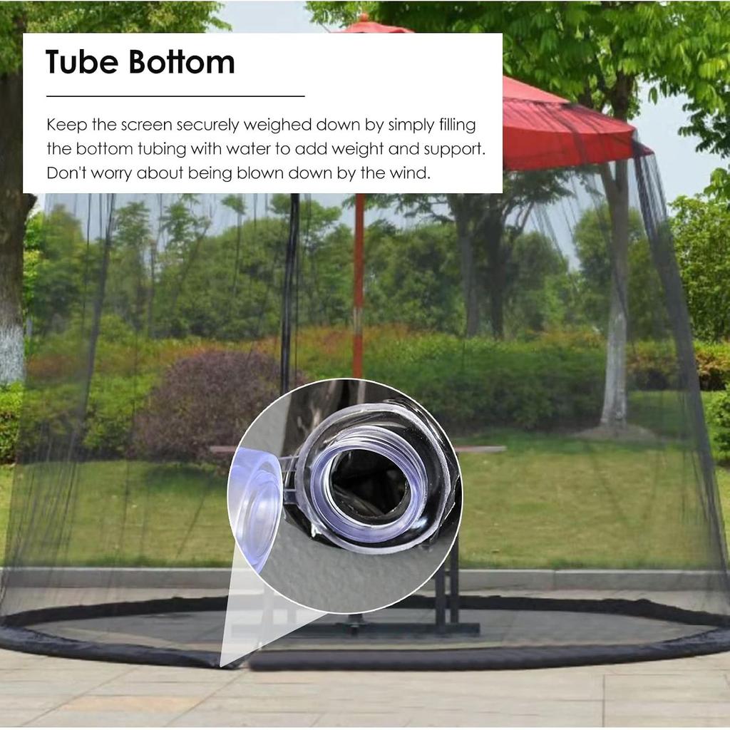 Universal Mosquito Netting for Patio, Hanging Outdoor Umbrellas Screen Mesh, with Zipper Door and Adjustable Rope