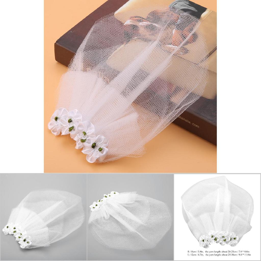 Pet Wedding Veil Dog Flower Headdress Veil Clip Pet Dog Accessory (S)