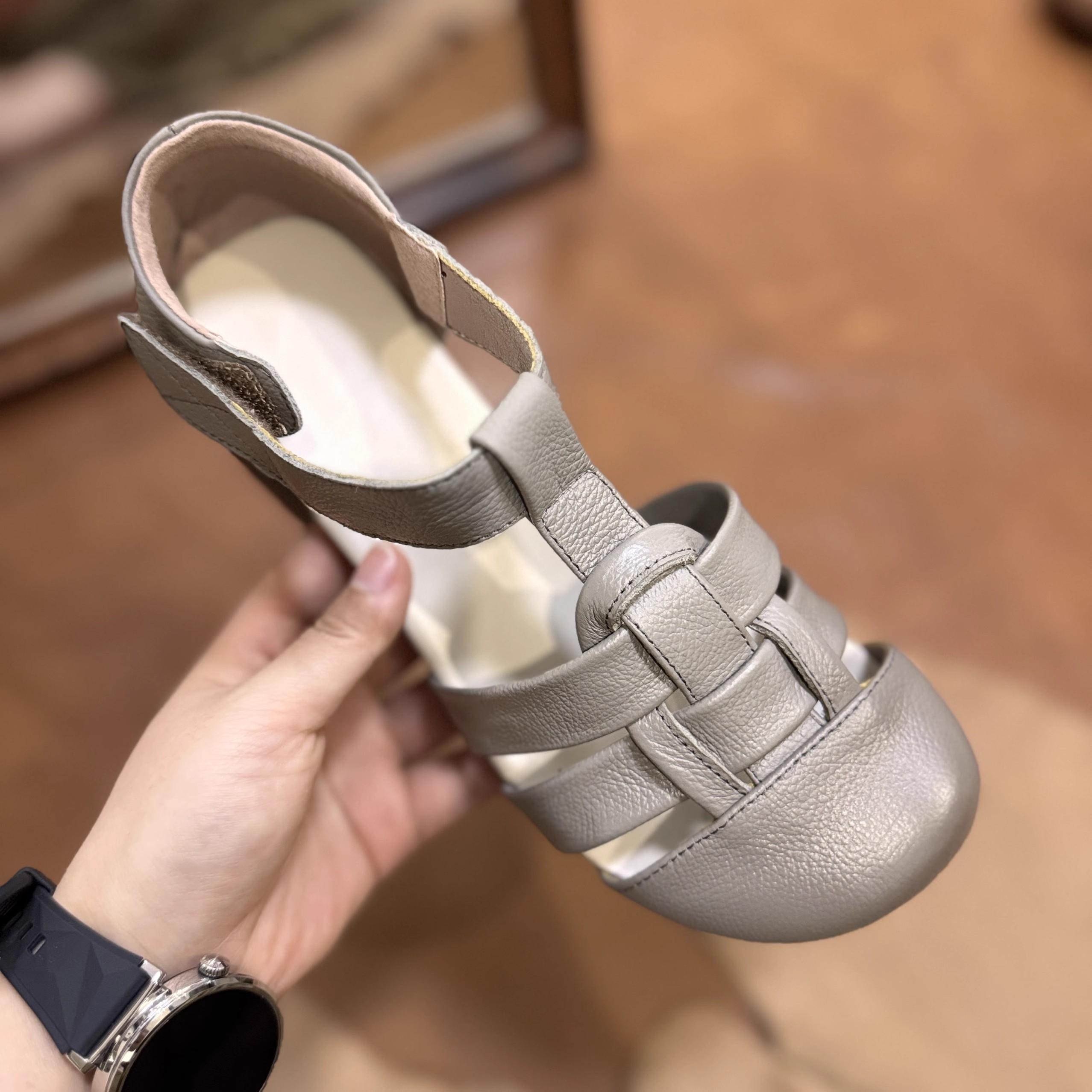 

GKTINOO Genuine Leather Breathable Soft Low Heels Sandals Summer Women Shoes Woman Casual Solid Buckle Strap Ladies Sandals 41