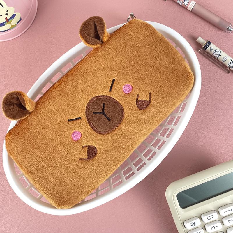 Guinea Pig Capybara Plush Pen Bag Large Capacity Stuffed Capybara Plush Pencil Case Plush Doll Animal Guinea Pig Pen Pouch