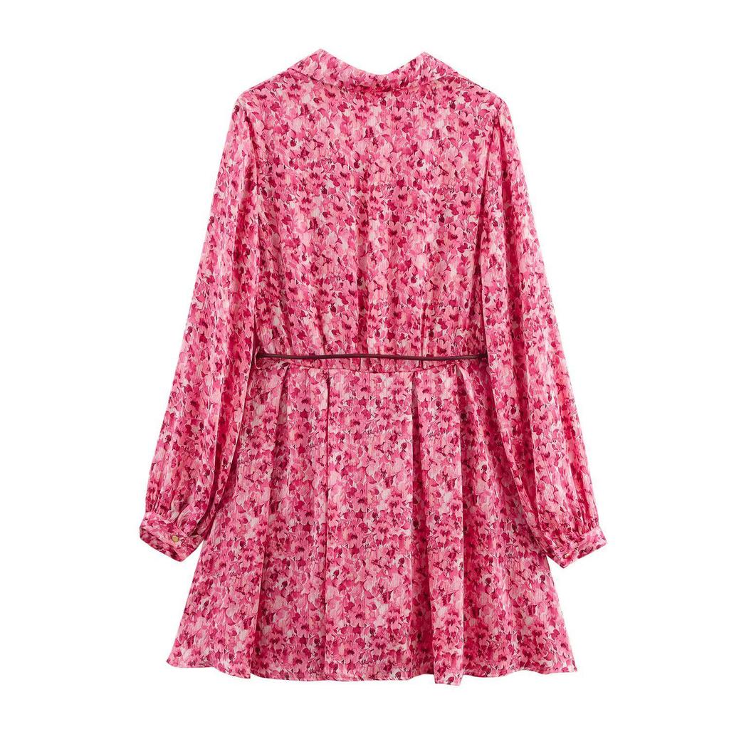 Spring/Summer 2025 Women's Floral Tie-Waist Casual Dress