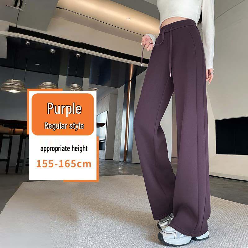 Women s White-Grey Wide-Leg Sports Pants - New Spring 2026 Thin Straight Casual Drape Sweatpants M