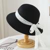 Sunscreen bucket hat women's ribbon bow straw hat sun hat sun hat big brim straw hat seaside beach hat