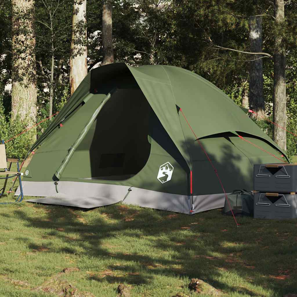 Dome Camping Tent for 2 Persons Olive Green Waterproof