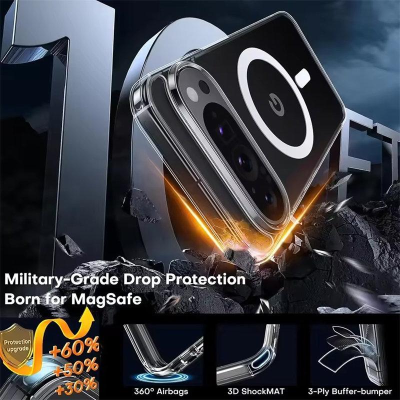 Transparent Crystal Hard Pc Case Magsafe Magnetic Wireless Charging Case for Google Pixel 9 Pro XL Clear Shockproof Back Cover