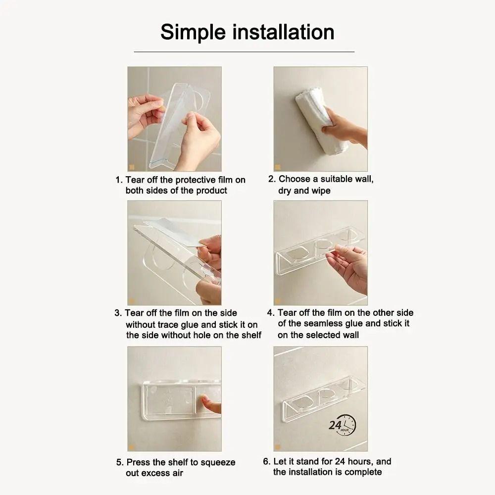 2Pcs Clear Hair Brushes Rack Wall Mounted Toilet Storage Shelf Bathroom Comb Holder  for Home