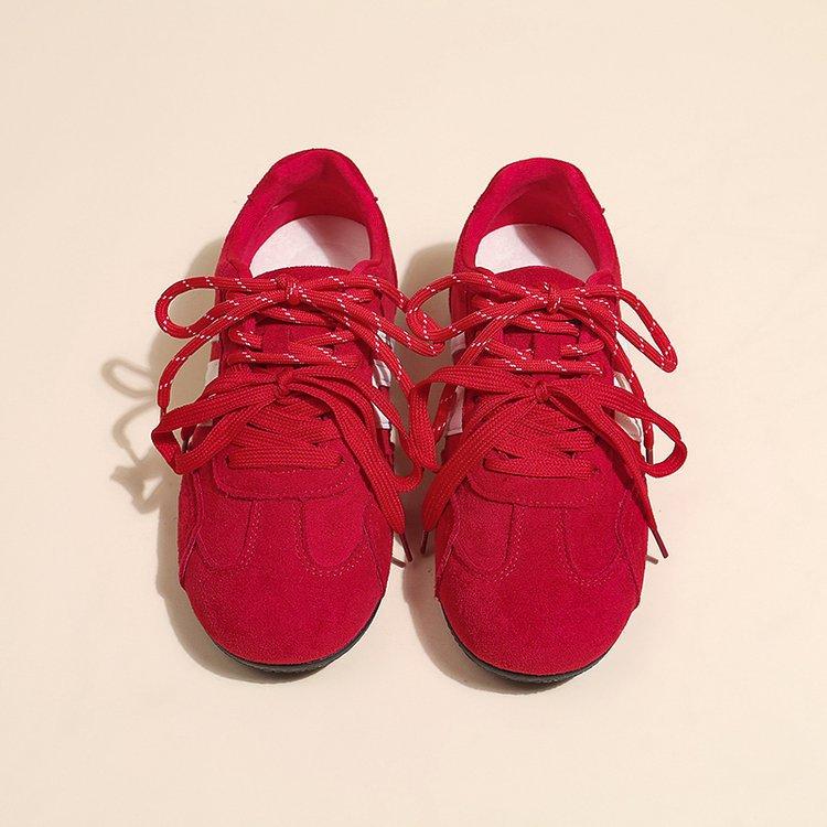 Zhang Linghe same thick-soled track formula racing shoes 2025 new thin-soled red German training shoes women's shoes