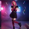 Women's Halloween Striped Over-the-Knee Socks and Gloves Set, Colorful Matching Party Costume Accessories