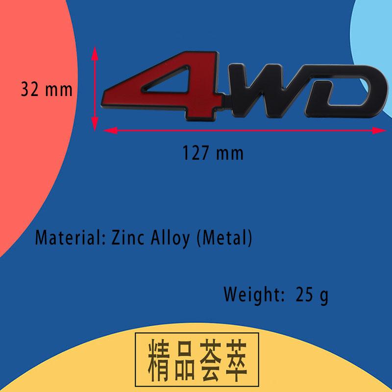 3D Auto Styling 4WD Allradantrieb Offroad 4 x 4 für SUV Auto Motorhaube Kotflügel Kofferraum Heckklappe Namensschild Aufkleber Emblem Abzeichen Aufkleber