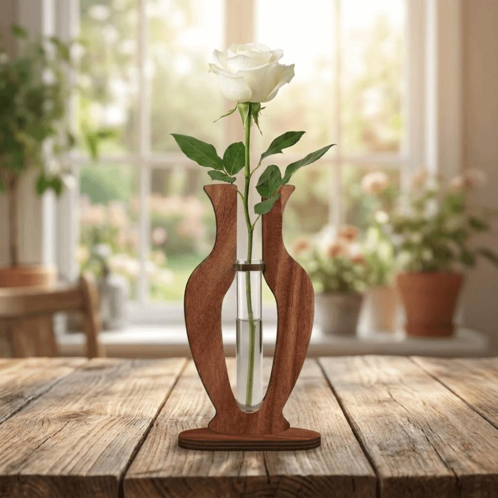 Holzständer Hydrokultur-Vase Bruchsichere Hydrokultur-Pflanzenvase Einfache Transparente Vase Heimdekoration