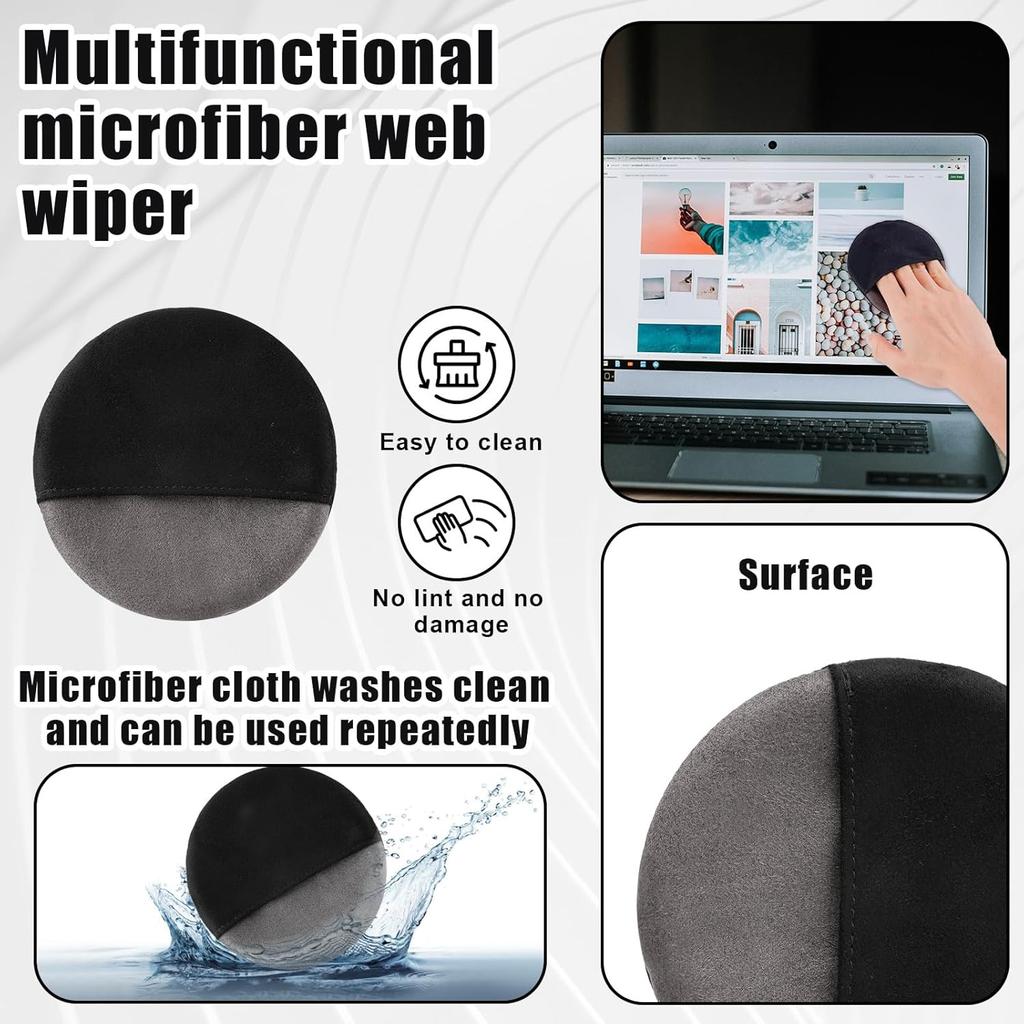 2pcs Car Screen Cleaner Cloth, Microfiber Car Accessories Cleaning Pads, Round & Square, Glasses Lens Display Wipes, Car Interior Cleaning Palm Tool