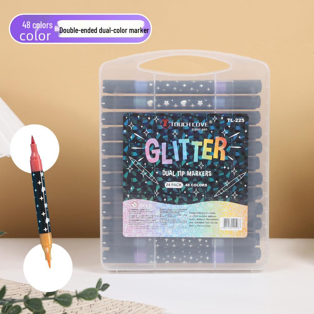Double-Headed Glitter Marker Fluorescent Pen for Art, DIY, and Dual-Color Notes