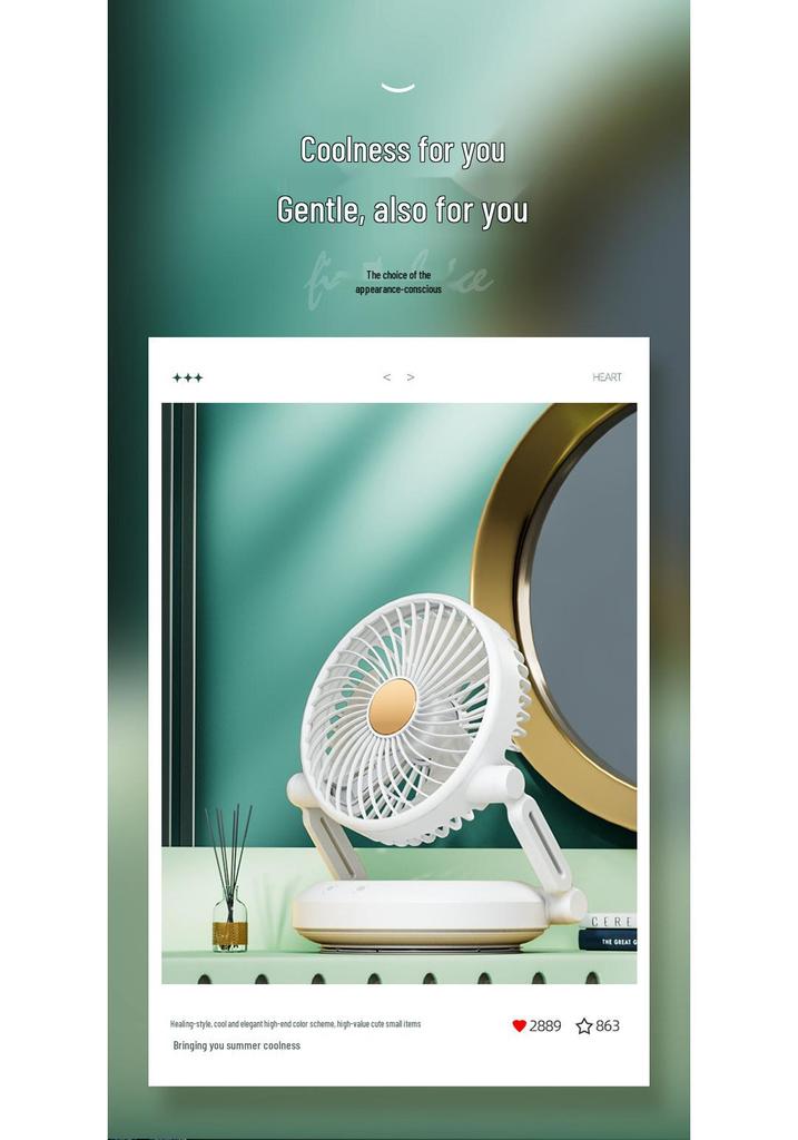 Portable USB Mini Desktop Fan – Folding & Swivel Design for Student Desks