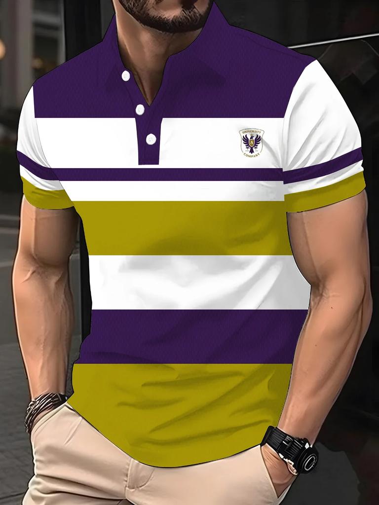 Fashion Essential! Men's Short Sleeve Polo Shirt, Abstract Pattern, Casual Wear.