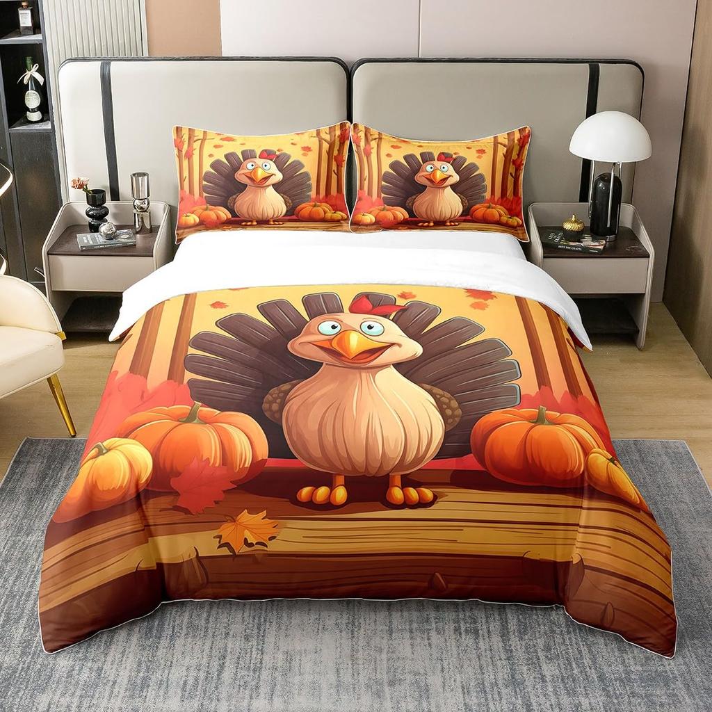 Turkey Duvet Covers for Kids Boys Girls Quilt Covers Queen Lightweight Down Room Decor 2 Pillowcases 1 Duvet Cover No Comforter
