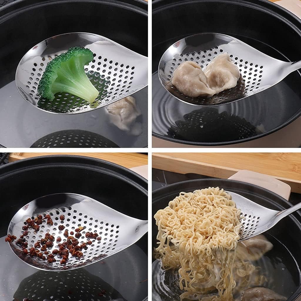 Stainless Steel Colanders Spoon Long Handle Food Strainers Spoons Frying Skimmer Spoons Cooking Tools Kitchen Dining Utensils