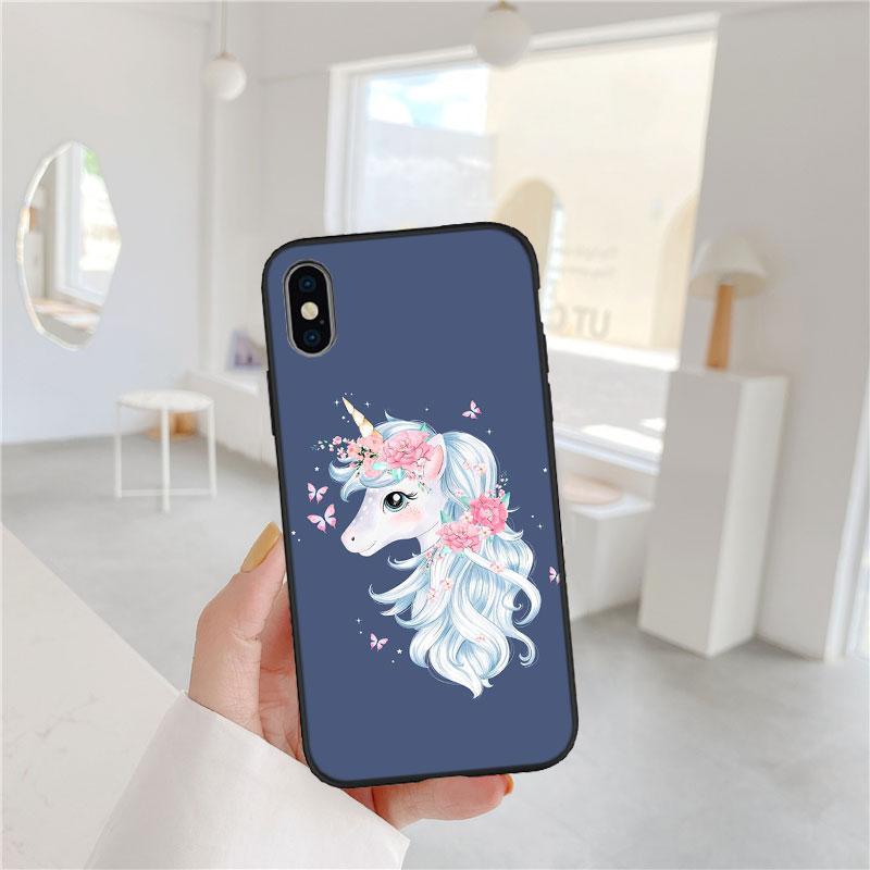LO22 Cartoon Unicorn Soft Shell Phone Case for iPhone SE X XS XR 11 16E 17 Pro Max Air 8 7 6 6s Plus