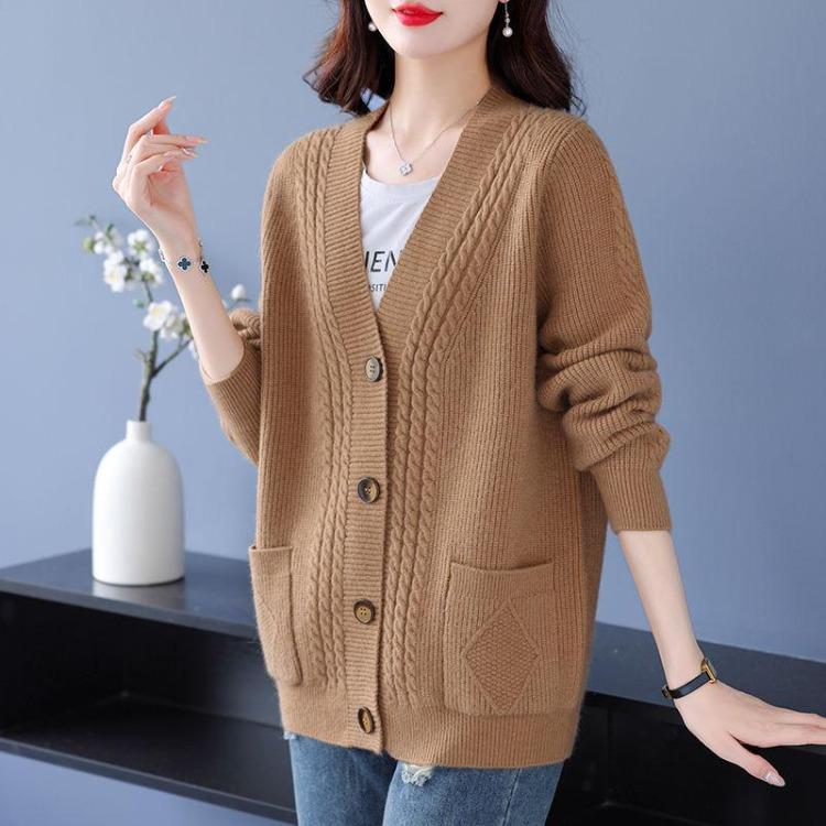 Plus Size Autumn Spring Knitted Cardigan Sweater Top Jacket Outerwear