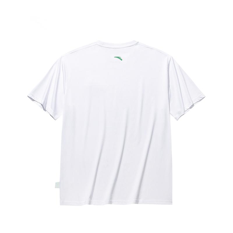 Anta Comfortable Simple Versatile Printed Breathable Loose Casual Sports Short Sleeve T-Shirt Unisex Tops Snow-White 172538113-1
