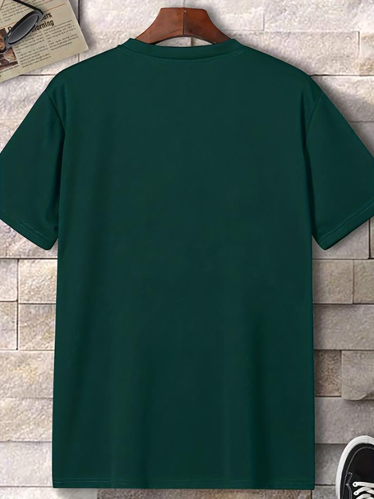 Patriotic Deer Print T-Shirt - 95%  5% Spandex, Crew Neck, Short Sleeve, Regular Fit - Summer Knit Fabric Tee, 180gsm