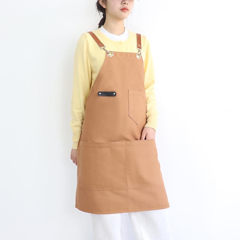 Cross-border Japanese-Style Canvas Apron for Cafe, Casual, Hairdressing, and Nail Art Work