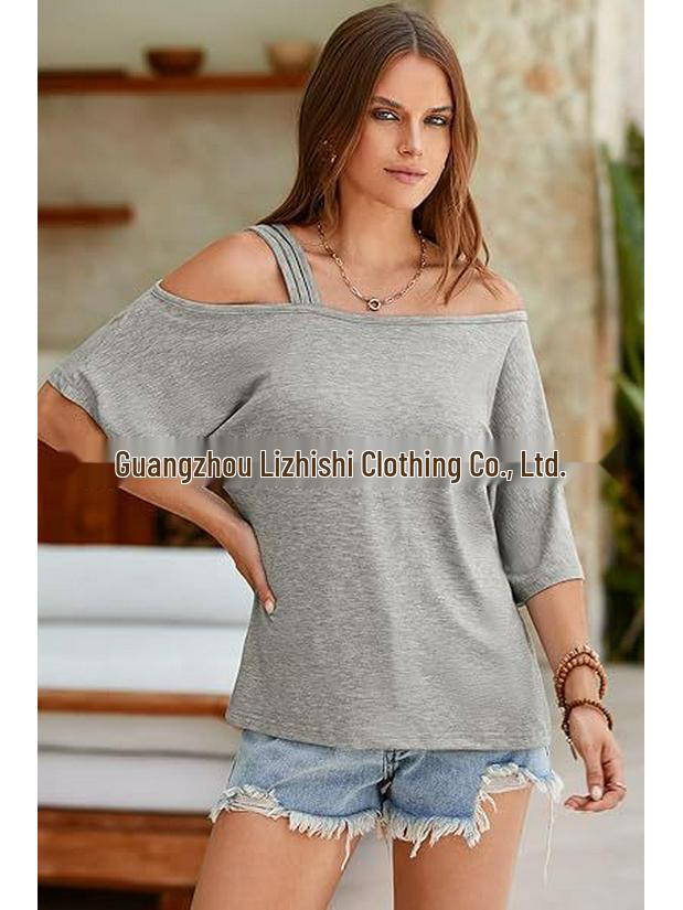 Women's Casual Off-Shoulder Loose Short-Sleeve T-shirt