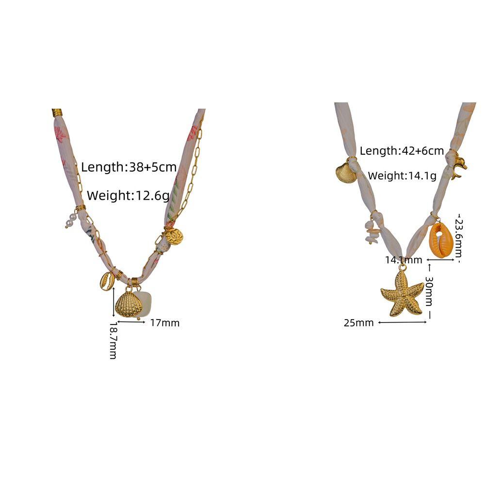 Personality Flower Scarf Chain Necklace Ethnic Style Ocean Series Necklace Nylon Rope Choker  Women