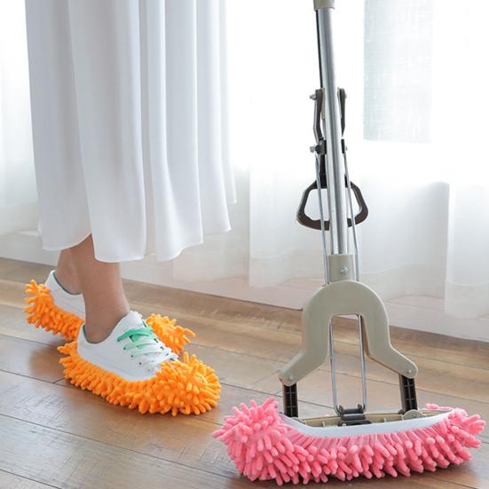 2Pcs Dust Duster Mop Slippers Shoes Covers Highly Water Absorption Multi Function Washable Floor Cleaning Shoe Covers