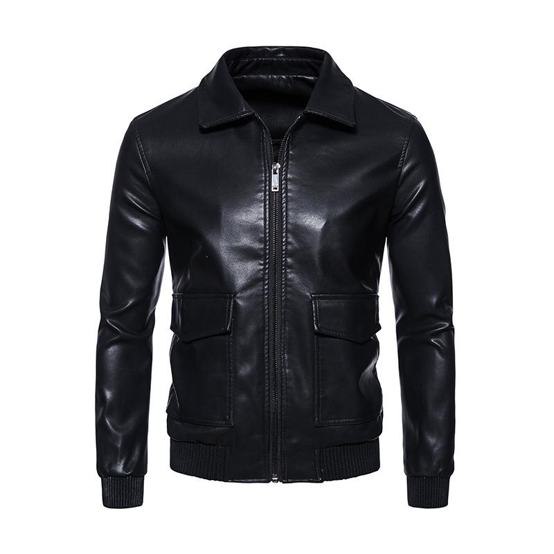 

Осенняя мужская модная кожаная куртка Молодежная красивая тонкая мотоциклетная куртка Кожаная куртка мужская модная марка 3XL