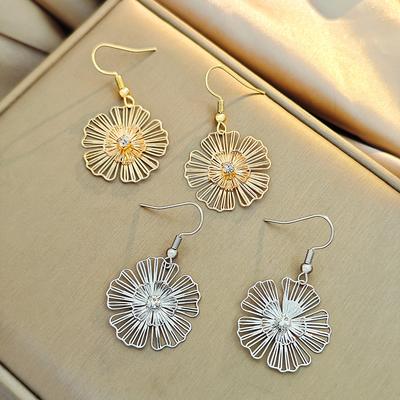 Unique and Bold Hollow Design Flower Earrings for a Chic Look
