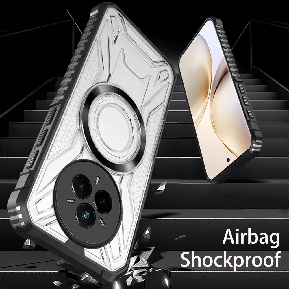 Magsafe Phone Case for Realme 14 Pro Plus Luxury Armor Magnetic PC+TPU Shockproof Hard Back Cover for Realme 14pro 14T 14X 13