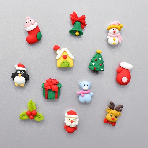 12pcs Cartoon Creative Christmas Gifts Santa Claus Refrigerator Magnets Magnetic Clasp Personality Magnet Magnet Home Decore