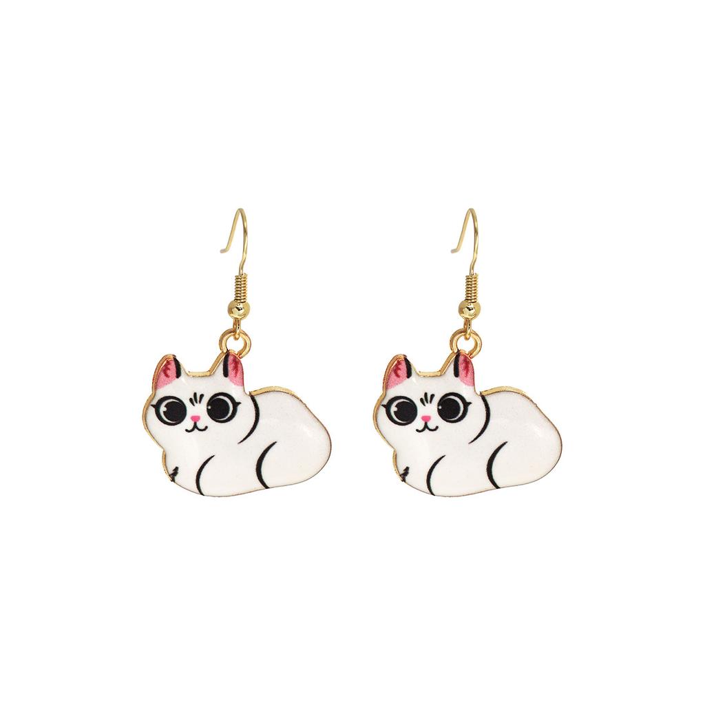 Fun Cartoon Cute Kitten Earrings, Creative Simple Earrings Animal Earrings