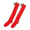 Knee High Socks Striped Sweet Ball Christmas Socks Women Stockings Hosiery Winter Over Knee Socks