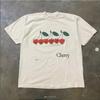 2024 Summer Cherry Pattern Print Washed Round Neck T-shirt Gothic Classic Y2K Top Women's T-shirt Oversized Cotton T-shirt